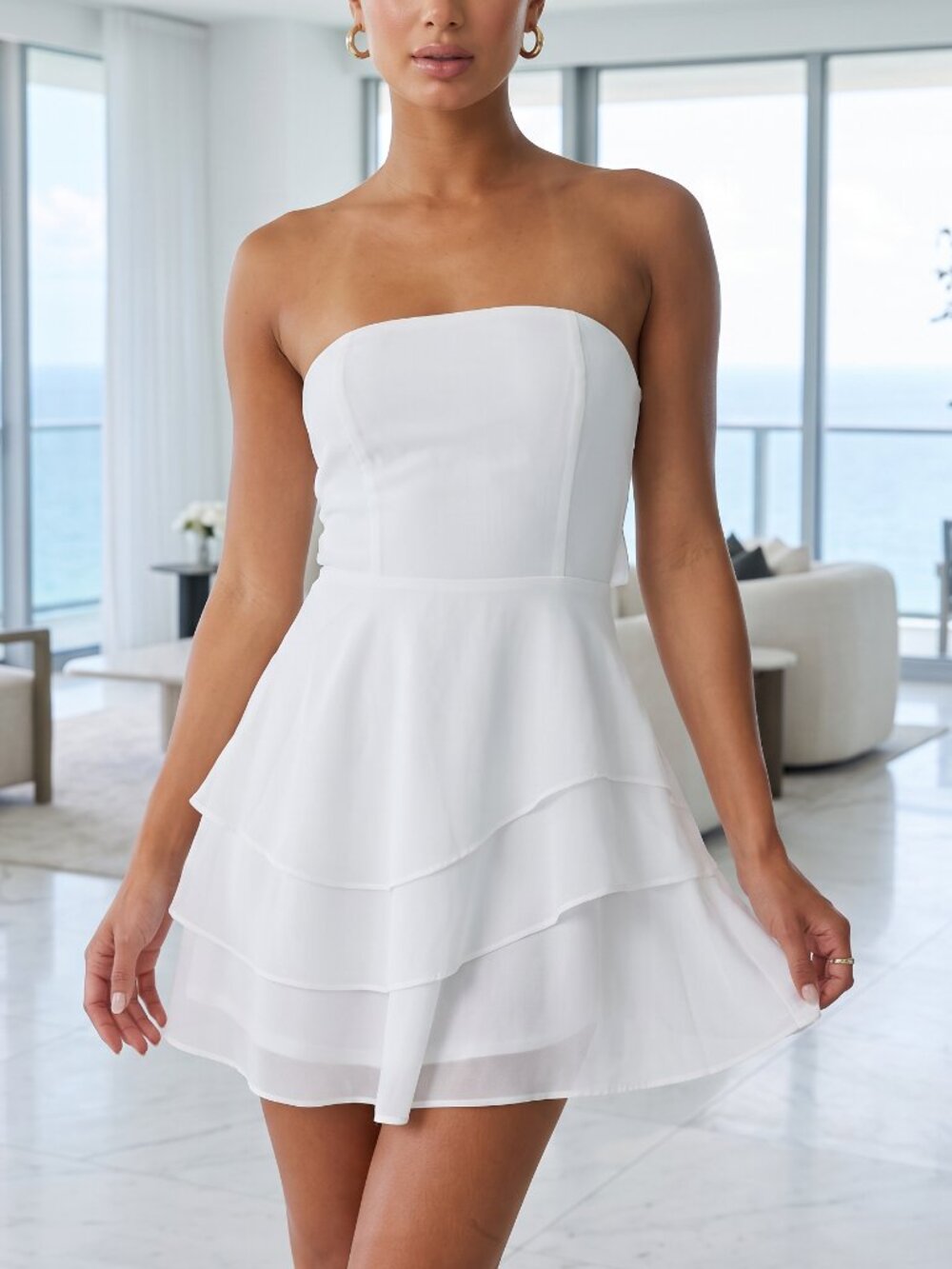 NWT LULUS Suvi white mini tie back dress XS